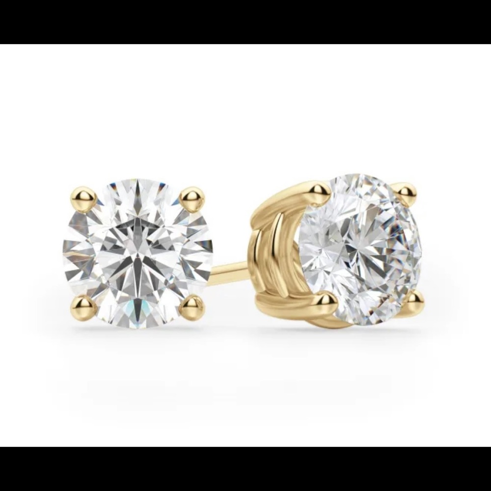 Nexus Round 14k Yellow Gold Diamond Studs